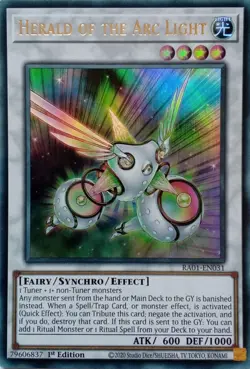 RA01-EN031 HERALD OF THE ARC LIGHT ULTRA RARE 1ST EDITION YuGiOh CARD - Image 1
