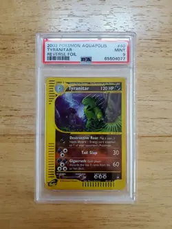 Pokemon PSA 9 MINT 2003 Tyranitar 40/147 Aquapolis Reverse Holo Card - Image 1