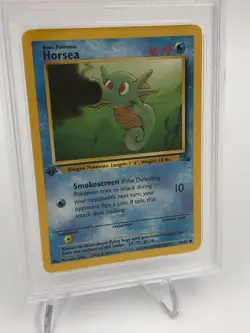 1999 POKEMON FOSSIL Trading Card HORSEA #49/62 1ST EDITION graded slab PSA 8 - Image 3