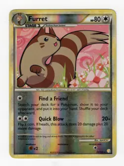 2010 Pokemon Furret #21/123 Reverse Holo Rare HeartGold SoulSilver MP (See Desc) - Image 1