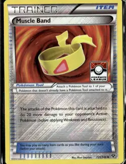 2014 XY BASE SET Muscle Band 121/146 Pokemon League Stamped Reverse Holo - Image 1