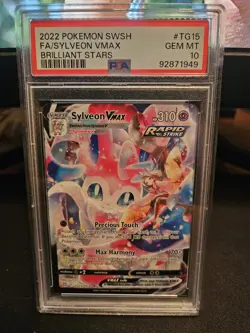 2022 Pokemon Sword & Shield Brilliant Stars Full Art Sylveon VMAX #TG15 PSA 10 - Image 1
