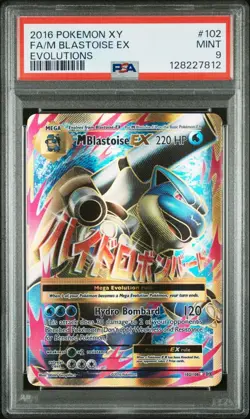 2016 Pokemon XY Evolutions M Blastoise EX Full Art #102/108 PSA 9 - Image 1