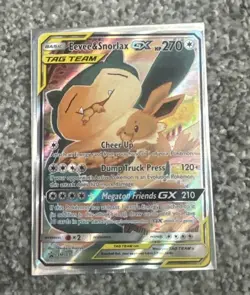 Pokemon Eevee & Snorlax GX SM169 Full Art Holo Tag Team Promo - Image 1