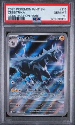 2025 POKEMON WHT EN-WHITE FLARE ILLUSTRATION RARE #115 ZEBSTRIKA PSA 10 - Image 1