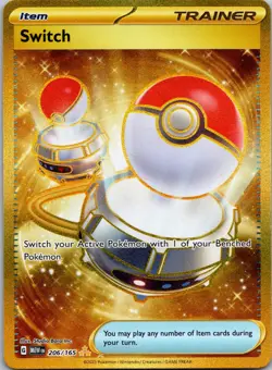 Switch 206/165 Gold Secret Rare Near Mint Holo Pokemon - Image 1