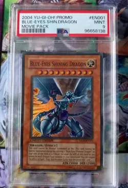 PSA 9 Yugioh Blue-Eyes Shining Dragon MOV-EN001 Super Rare 2004 - Image 1