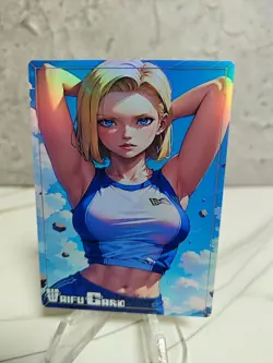 Android 18 Trading Card Waifu Goddess Story Anime Girl holo Karte Manga Full Art - Image 1