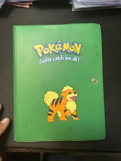Pokemon 1999 Orange Squirtle And Green Growlithe Binders 4 Pocket Pages W/ Cards - Image 1
