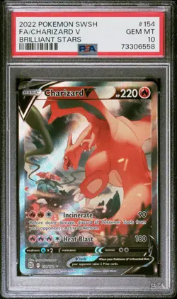 CHARIZARD V 154/172 | PSA 10 | Brilliant Stars Alt Art Graded Pokemon Card - Image 1