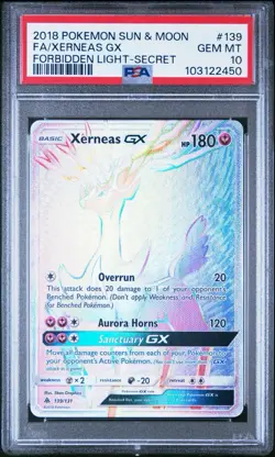 XERNEAS GX 139/131 | PSA 10 | Forbidden Light Rainbow Graded Pokemon Card - Image 1
