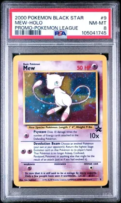 MEW 9 | PSA 8 | Black Star Promo Pokemon League Graded Pokemon Card - Image 1