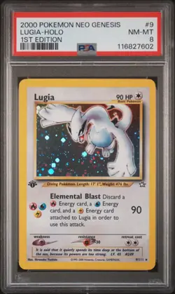 LUGIA 9/111 | PSA 8 | 1st Edition WOTC Holo Neo Genesis Graded Pokemon Card - Image 1