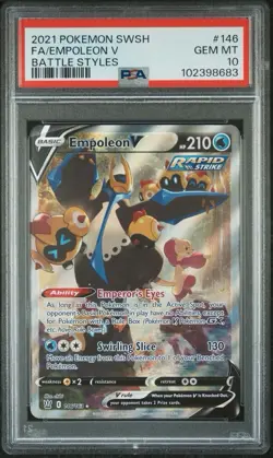 EMPOLEON V 146/163 | PSA 10 | Battle Styles Graded Full Art Pokemon Card - Image 1