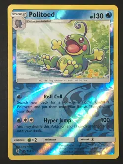 Pokemon TCG Politoed 25/145 SM Guardians Rising Reverse Holo Rare NM - Image 1