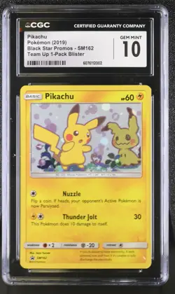 Pokemon Pikachu SM162 Holo Black Star Promo - CGC 10 - Image 1
