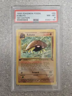 1999 Pokemon Fossil Kabuto 1st Edition PSA 8 - Image 1