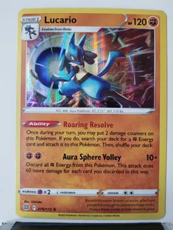 HOLO Lucario 079/172 NM / M - Brilliant Stars Pokemon Card - GIDORA Art - Image 1
