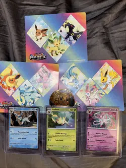 SET OF 3 - Pokemon TCG Prismatic Evolutions Sticker Collection Promo Cards Set - Image 1