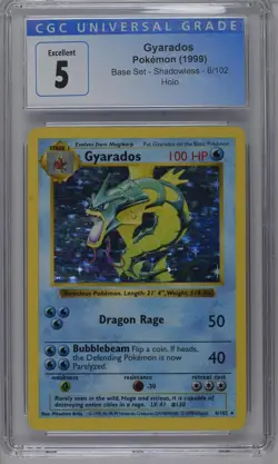 Pokemon Gyarados Shadowless Base Set 6/102 Holo CGC 5 Excellent - Image 1