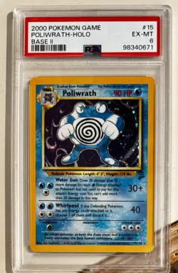 2000 POKEMON BASE SET 2 #15 POLIWRATH-HOLO PSA 6 - Image 1