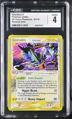 Gyarados Reverse Holo CGC 4 VG/EX Pokemon (2006) EX Holon Phantoms 8/110 Stamped - Image 1