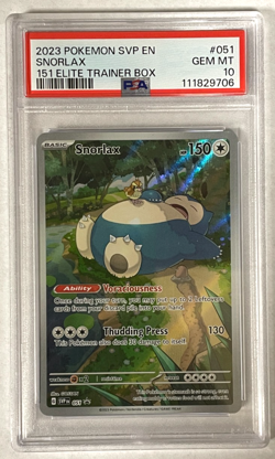 Snorlax Black Star Promo 151 ETB PSA 10 GEM MT 2023 Pokemon SVP EN #051 - Image 1