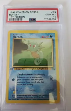 Pokemon Fossil Horsea 1st Edition PSA 10 - Image 1