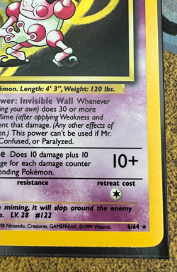 Pokemon Mr. Mime 6/64 Jungle Holofoil No Symbol Misprint Moderately Played - Image 4