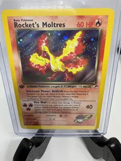 Pokemon TCG: Rocket's Moltres Gym Heroes #12/132, 1ST EDITION Holo Rare LP - Image 1