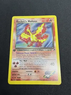Pokemon TCG: Rocket's Moltres Gym Heroes #12/132, 1ST EDITION Holo Rare LP - Image 5