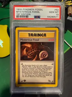 1999 Pokemon Fossil Mysterious Fossil #62 1st Edition PSA 10 - Image 1