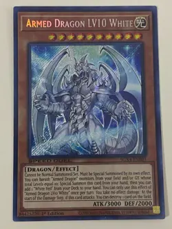 Yugioh Armed Dragon LV10 White - 1st Edition Secret Rare LP - Free Holo Card - Image 1