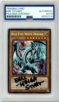 PSA Eric Stuart Signed Blue-Eyes White Dragon (PSR) SBC2-ENB02 Yu-Gi-Oh! TCG - Image 1