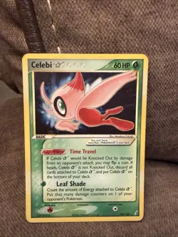 2006 Pokemon EX Crystal Guardians Gold Star 100/100 Celebi Holo Rare Card - Image 3