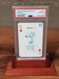 1996 Pokemon Horsea Green Back Poker Playing Card 5 of Hearts - PSA 10 - Image 1