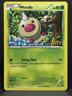 McDonald's Weedle 1/12 Stamp Holo Pokemon Card LP - Image 1