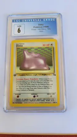 CGC 6 Ditto 1ST EDITION Holo Rare Fossil 1999 Pokemon Card #3/62 - Image 1