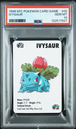 Ivysaur 02 Pokemon Card Game Mini KFC 1998 Nintendo WOTC PSA 10 - Image 1