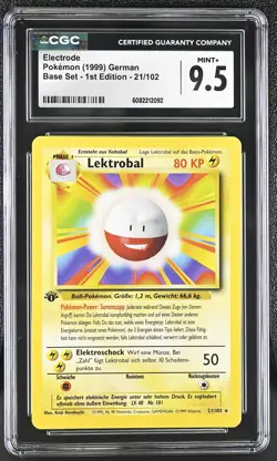 CGC 9.5 MINT+ Electrode 1999 Base Set 1st Edition German 21/102 Pokemon Card - Image 1