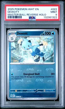 2025 POKEMON WHT EN-WHITE FLARE 022 DEWOTT MASTER BALL PSA 9 - 132981322 - Image 1