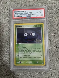2004 Pokemon EX Team Rocket Returns 56 Grimer Reverse PSA 8 NM-MT SWIRL - Image 1