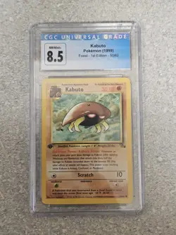 🔥 CGC 8.5 Near Mint + Kabuto Fossil 1st Edition Pokemon 50/62 - Image 1