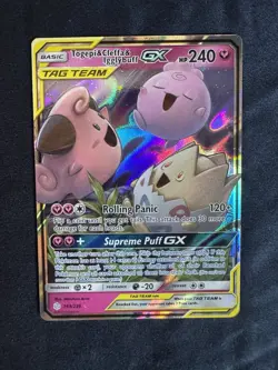 2019 Pokemon SM Cosmic Eclipse Togepi Cleffa Igglybuff Tag Team Holo #143/236 - Image 1
