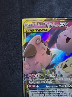 2019 Pokemon SM Cosmic Eclipse Togepi Cleffa Igglybuff Tag Team Holo #143/236 - Image 5