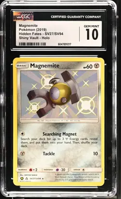 CGC 10 Magnemite Shiny SV27/SV94 Shiny Vault Hidden Fates Pokemon Card - Image 1