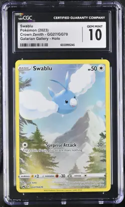 CGC 10 Swablu Galarian Gallery Holo GG27/GG70 Crown Zenith Pokemon Card - Image 1