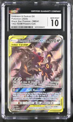CGC 10 Umbreon & Darkrai GX SM241 Black Star Promo TAG TEAM Powers Coll. Pokemon - Image 1