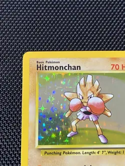 Pokemon TCG Hitmonchan 7/102 Base Set Holo Unlimited Rare Card LP/NM - Image 2