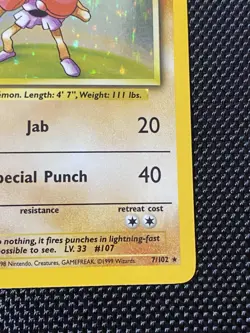 Pokemon TCG Hitmonchan 7/102 Base Set Holo Unlimited Rare Card LP/NM - Image 4